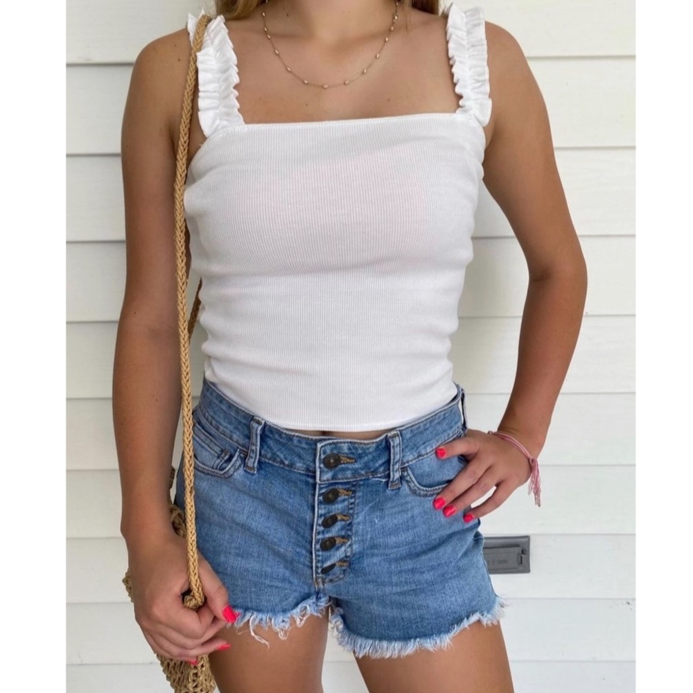 Forever 21 White Ruffle Sleeve Tank